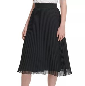 Modern DKNY Black Accordion Pleated Midi Skirt Size Medium